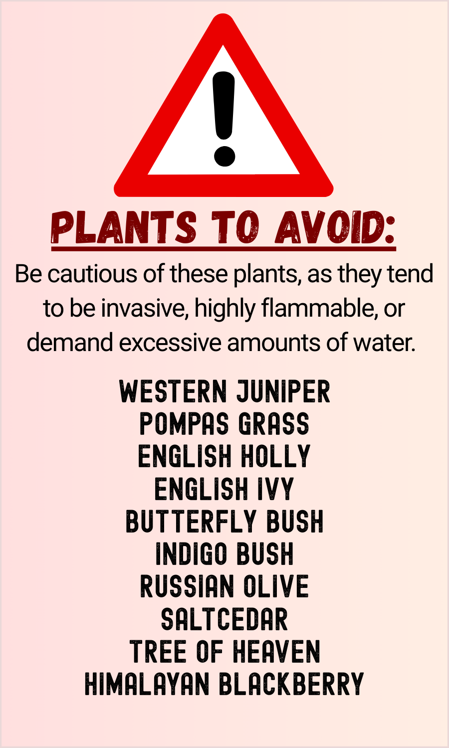 List of Plants to Avoid